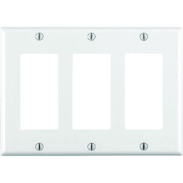 Decora Leviton White 3 gang Thermoset Plastic GFCI/Rocker Wall Plate 80411-00W